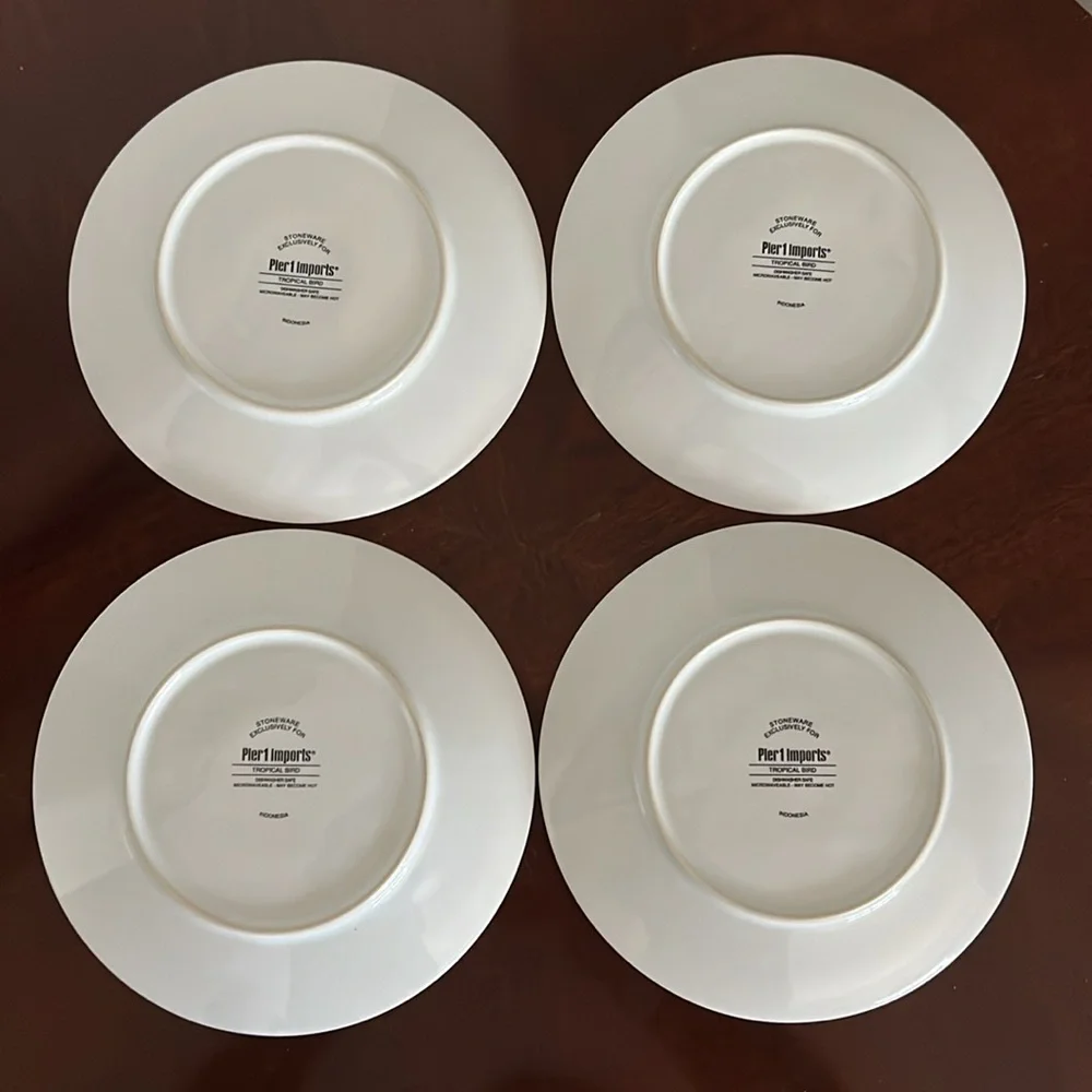 Pier 1 Imports 4 Stoneware 🦜Tropical Bird 🦜Salad/Dessert Plates